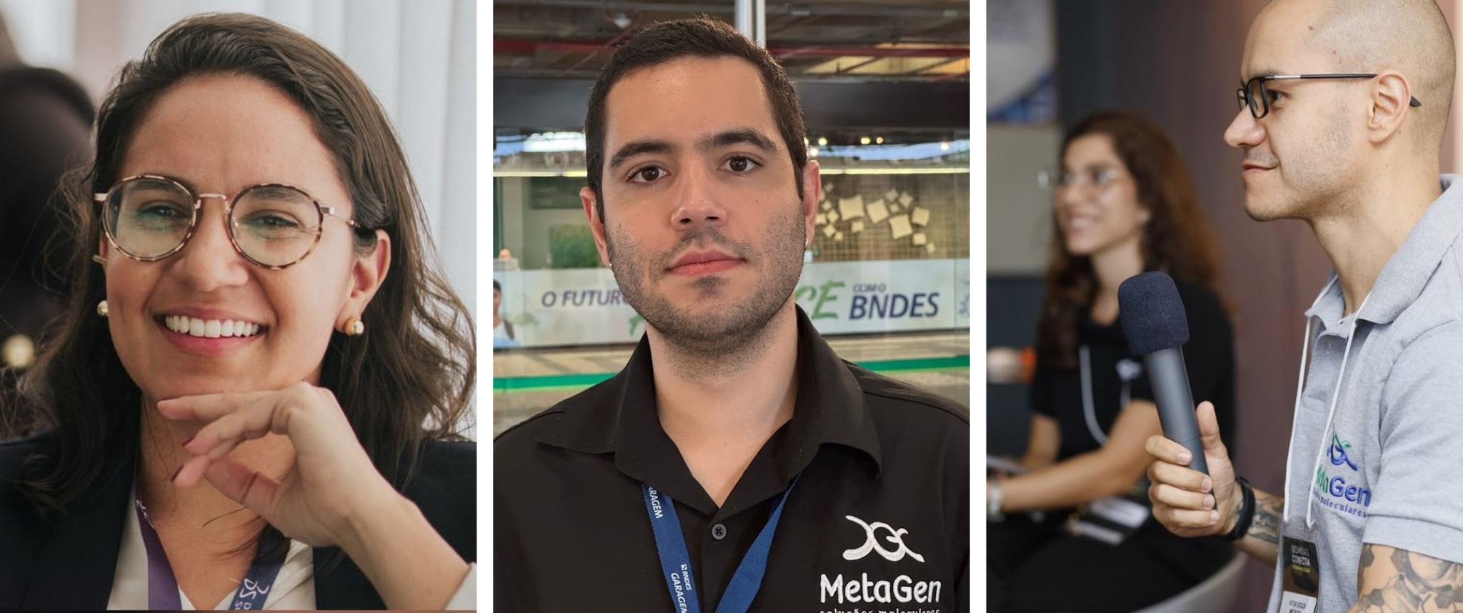 Equipe MetaGen: Izabela à esquerda, Daniel ao centro e Vitor à direita.